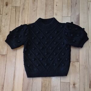 English Factory Women's Size Small Black Pom-Pom Knit Mock Neck Sweater